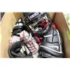 Image 1 : BOX WITH 3 PAIRS ICE SKATES, GLOVES, HELMET