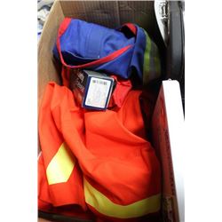 BOX WITH NEW "AGO" HIGH VIS COAT(XXL), VEST (XL),