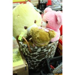 TUB WITH GENUINE CARE BEAR & ASSORTED BEARS