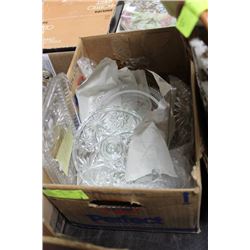 BOX OF RUSSIA CUT GLASS, CARNIVAL GLASS