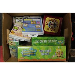 BOX W/ NEW SPONGEBOB ITEMS, LEAPSTER