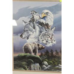 CANADIAN WILDLIFE WOOD FRAMED PICTURE BY AMPEL