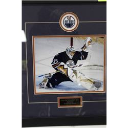 OILERS DWAYNE ROLOSON GOALY FRAMED PICTURE