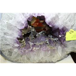 LARGE UNIQUE AMETHYST GEODE W/ MINING SCENE