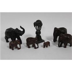 BOX OF (7)  HAND CARVED ELEPHANTS