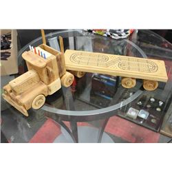 WOOD SEMI TRUCK  CRIBBAGE BOARD