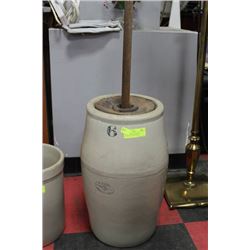 1900 SIX GALLON PORCELAIN MEDALTA BUTTER CHURN