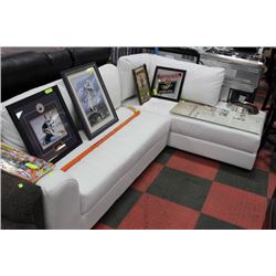 NEW WHITE LEATHERETTE APT SIZE SECTIONAL