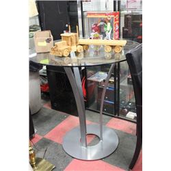 METAL AND GLASS BAR TABLE