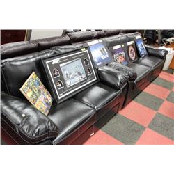 NEW BLACK LEATHERETTE SOFA WITH LOVE SEAT
