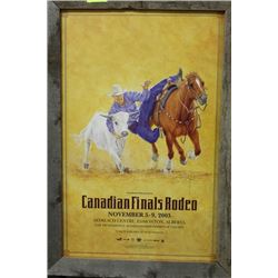 ORIGINAL CANADIAN FINALS RODEO FRAMED IN BARNWOOD