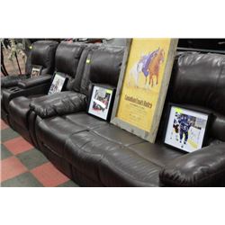 ESTATE BROWN RECLINING LEATHER SOFA  & LOVE SEAT