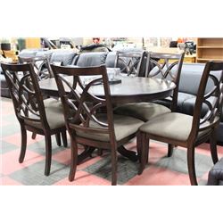NEW OVAL WOOD PEDESTAL TABLE W 6 SIDECHAIRS