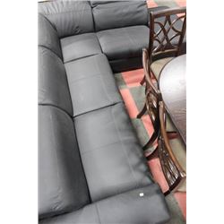 BLACK LEATHER LIFT-BACK SECTIONAL