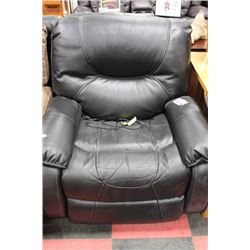 BLACK LEATHER ELECTRIC RECLINING SOFA CHAIR