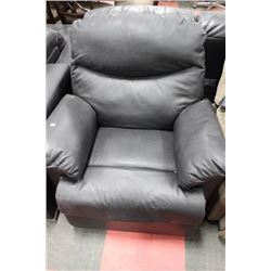 BLACK LEATHERETTE RECLINING SOFA CHAIR