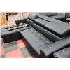 Image 1 : BLACK LEATHERETTE HIDE-A-BED SECTIONAL AS IS