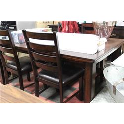 SOLID DARK WOOD KITCHEN TABLE W/ 4 WOOD AND