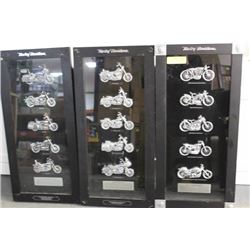 THREE HARLEY DAVIDSON PEWTER WALL HANGINGS