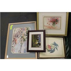 4 FRAMED ASSORTED DECORATIVE PICTURES