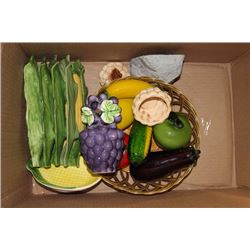 BOX OF CERAMIC VEGETABLES/DISHES