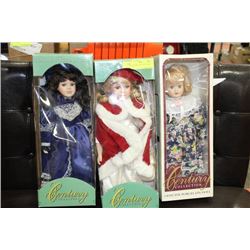 THREE PORCELAIN COLLECTORS DOLLS