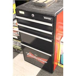 BUDWEISER TOOL BOX FRIDGE, COMPACT BAR SIZE