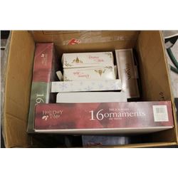 BOX OF CHRISTMAS ORNAMENTS