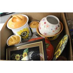 CERAMIC CANISTERS, PUMPKIN PIE PLATE, ETC.