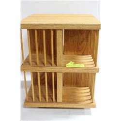 WOODEN ROTATING CD STORAGE  RACK