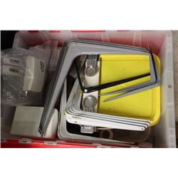 CLEAR WHITE BIN FULL OF NEW HOUSEHOLD HARDWARE