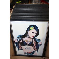 BOX WITH 15 FRAMED TATTOO GIRL PRINTS