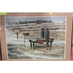 CREAM CAN FARM SCENE PICTURE