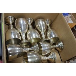 BOX OF PEWTER CHALICES