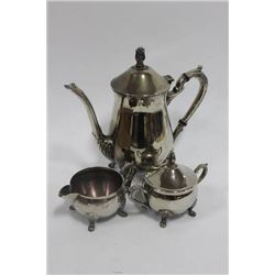 TRAY WITH SILVER PLATE TEA SET