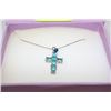Image 1 : .925 SILVER CHAIN WITH .925 SILVER CROSS WITH BLUE