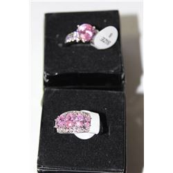 .925 SILVER AND PINK LAB TOPAZ RING X2