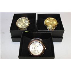 NEW MENS STAINLESS STEEL WATCH X 3