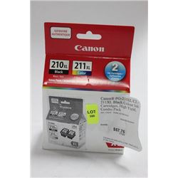 BOX OF BLACK AND COLOR CANON 211XL PRINTER INK