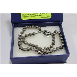 SILVERBEADED NECKLACE WITH STERLING SILVER "STAM"