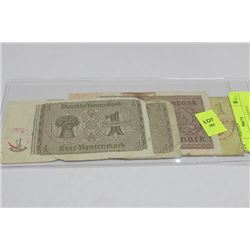 FOUR GERMAN SS STAMPED BANKNOTES