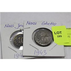 TWO NAZI JEWISH GHETTO COINS 1942-43
