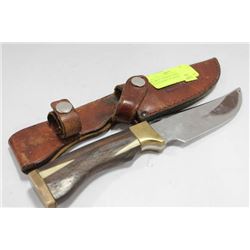 SCARCE "NOMAD" WOOD & BONE INLAY KNIFE IN SHEATH