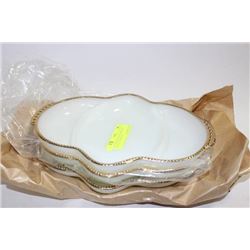 ANCOR HOCKING GOLD PLATED SERVING DISHES X4