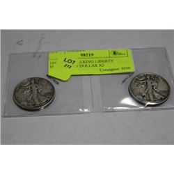 1942-43 US WALKING LIBERTY SILVER HALF DOLLAR X2