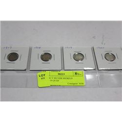 GEORGE V SILVER NICKELS 1917-18-19-20 X4