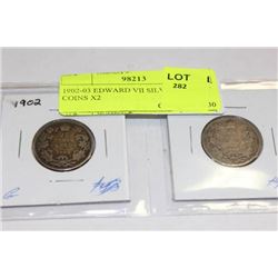 1902-03 EDWARD VII SILVER 25 CENT COINS X2