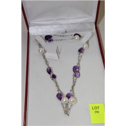 #15  10 KT GOLD AMETHYST AND PEARL NECKLACE