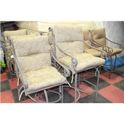 BAR HEIGHT SWIVELING PATIO CHAIRS, W/ CUSHIONS X7