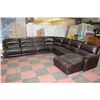 Image 2 : LARGE 7 PC ELECTRIC RECLINING BROWN LEATHER